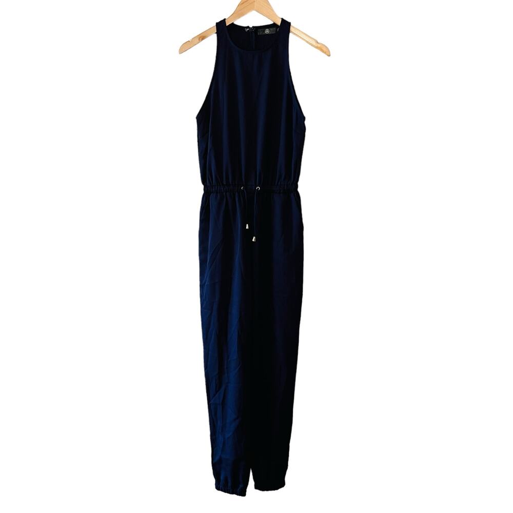 Missguided Sleeveless Drawstring Waist Cuffed Hem Jumpsuit Size 2 NWT Navy